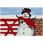 Holiday Doormat – Snowman & Fence Winter Scene Rug for Entryways (20