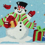 Festive Winter Doormat – Waving Snowman with Gifts Accent Mat