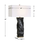 Contemporary Black Table Lamp with Brass Accents
