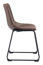 Padded Faux Leather Dining Chair Pair – Espresso & Black