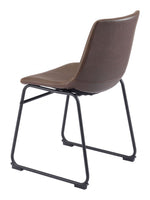 Faux Leather Brown Dining Chairs (Set of 2) with Black Legs