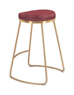 Zuo – Bree Counter Height Stool Set of 2, Burgundy Faux Leather & Gold Steel, 26.2