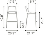Zuo Modern White Faux Leather Barstools, 40.9