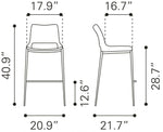 Zuo Modern Light Pink Faux Leather Barstools, 40.9