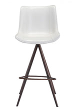 Zuo Modern White Faux Leather Barstools, 42.7