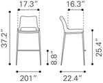 Zuo Modern Counter Stool Set of 2, 37.2
