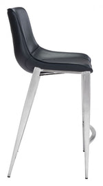 Zuo Modern contemporary counter height stools – ergonomic seat design in faux leather, set of 2