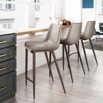 Zuo Modern brown faux leather counter stools set of 2 – walnut tone legs for kitchen and bar seating
