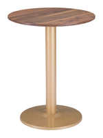 Modern Brown & Gold Bistro Table with Round Top