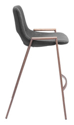 Zuo Modern Walnut Finish Steel Bar Chair Set With Curved Back Design