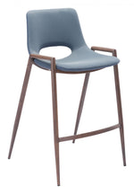 Zuo Modern Azure Gray Counter Stool Set Of 2 With Walnut Steel Frame