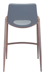 Zuo Modern Indoor Bar Chairs With Curved Faux Leather Seat In Gray