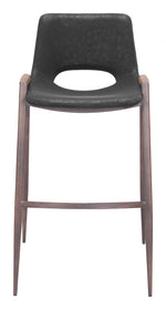 Zuo Modern Black And Walnut Bar Height Stools With Footrest