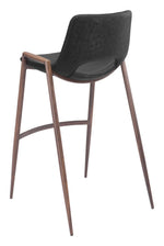 Zuo Modern Walnut Look Steel Bar Chairs With Black Upholstered Seat