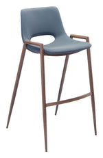 Zuo Modern Azure Gray Barstool Set With Walnut Steel Legs