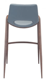 Zuo Modern Barstools With Contoured Faux Leather Seat In Azure