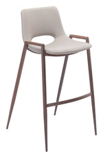 Zuo Modern Beige Faux Leather Barstool Set With Walnut Steel Frame
