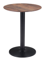 Modern Round Bistro Table with Faux Wood Top – Brown & Black Finish