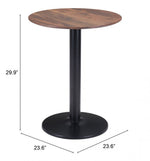Small Café Table with Steel Pedestal Base and Faux Wood Surface