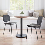 Small Café Table with Steel Pedestal Base and Faux Wood Surface