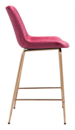 Zuo Modern Tony Counter Stool – Red Velvet & Gold Steel Frame