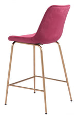 Zuo Modern Counter Stool – 330 lbs Capacity – Red Velvet & Gold Frame – Stylish and Durable
