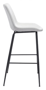 Zuo Modern Byron Barstool – Comfortable & Durable – Faux Leather, Matte Black Steel Frame