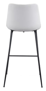 Zuo Modern Byron Barstool – White Faux Leather, Powder-Coated Steel – Ideal for Bars & Kitchens