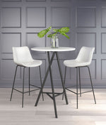 Zuo Modern Byron Barstool – 330 lbs Capacity – White Faux Leather Seat, Black Steel Frame