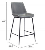 Zuo Modern Counter Stool – Gray Faux Leather with Footrest