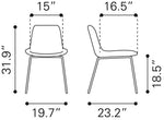 Industrial Style Dining Chairs – Brown Upholstery