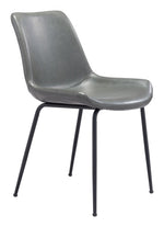 Gray Faux Leather Dining Chair Set with Black Steel Legs
