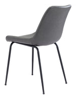 Gray Faux Leather Dining Chair Set with Black Steel Legs