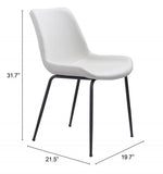 Mid-Century Dining Chair Pair in White Upholstery