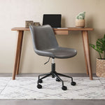 Modern Swivel Office Chair in Gray Faux Leather by Zuo Modern