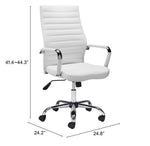 Modern Adjustable White Desk Chair with Chrome Finish Frame