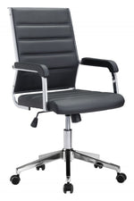Zuo Modern Liderato Black Faux Leather Adjustable Office Chair with Chrome Frame