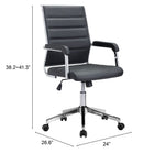 Zuo Modern Adjustable Black Office Chair with Tufted Upholstery and Wheels