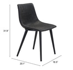 Contemporary Scoop Seat Dining Chair Pair – Vintage Black