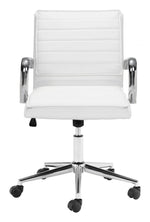 Contemporary White Faux Leather Office Chair with Chrome Frame by Zuo Modern