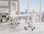 Zuo Modern Adjustable White Office Chair with Tufted Upholstery and Wheels
