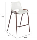 Upholstered Counter Height Stools – White & Walnut – 26