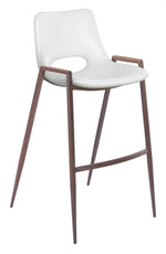 Faux Leather White Barstool with Arms, 39