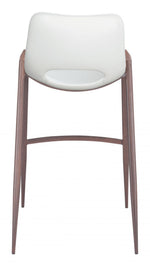 Modern Barstool Set – Walnut Steel Frame, White Cushion – Zuo Modern