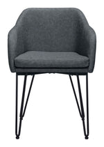 Industrial Faux Leather Dining Armchairs in Vintage Gray – Set of 2