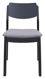 Elegant Gray Velvet Dining Chairs with Painted Black Legs – Set of Two