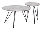 Modern 2-Piece Coffee Table Set with Faux Concrete Top & Black Steel Frame by Zuo Modern