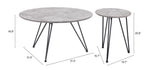 Compact 2-Piece Coffee Table Set, Faux Concrete Laminate & Steel Frame by Zuo Modern