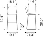 Sculpted Ergonomic Bar Height Chairs in Espresso by Zuo Modern