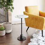 Modern Round Marble Side Table – Woozy by Zuo in White & Black